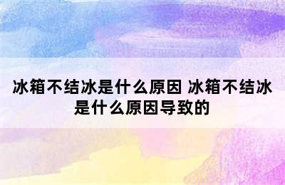 冰箱不结冰是什么原因 冰箱不结冰是什么原因导致的